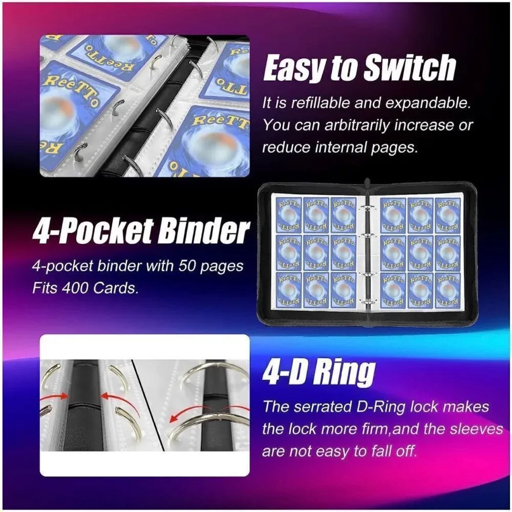 Card Binder Cards Holder 9-Pocket, Trading Card Case Book Fits 900 Cards